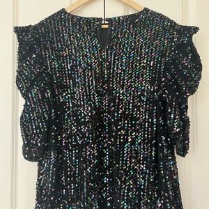 SHEIN Black and Multicolor Sequin Blouse